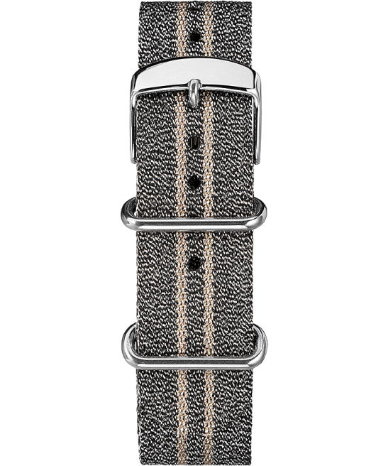 correas | Timex Correa deslizable de tela tejida con rayas metálicas de 20 mm gris unisexo Z8X2530