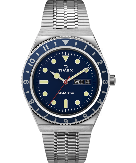 relojes | Q Timex Reedición de reloj con pulsera de acero inoxidable de 38 mm. acero inoxidable/azul hombres Z8X2297