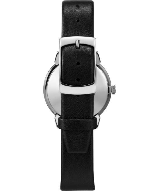 relojes | Q Timex Reloj con correa de cuero de 35 mm y fecha de reedición de 1978 acero inoxidable/negro/tono plateado hombres Z8X2294