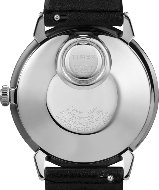 relojes | Q Timex Reloj con correa de cuero de 35 mm y fecha de reedición de 1978 acero inoxidable/negro/tono plateado hombres Z8X2294