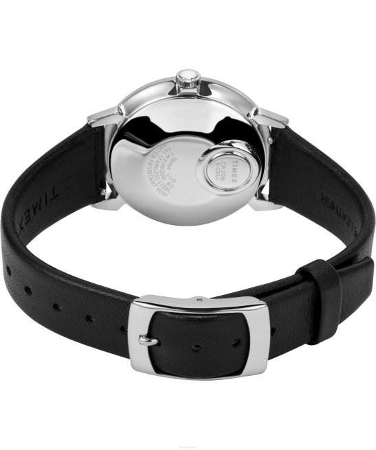 relojes | Q Timex Reloj con correa de cuero de 35 mm y fecha de reedición de 1978 acero inoxidable/negro/tono plateado hombres Z8X2294