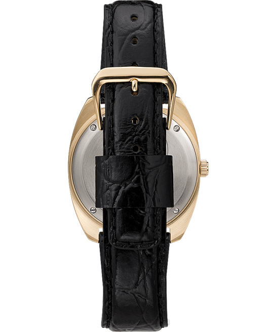 relojes | Q Timex Reloj con correa de cuero de 38 mm y fecha reedición de 1975 tono dorado/negro/champán hombres Z8X2313