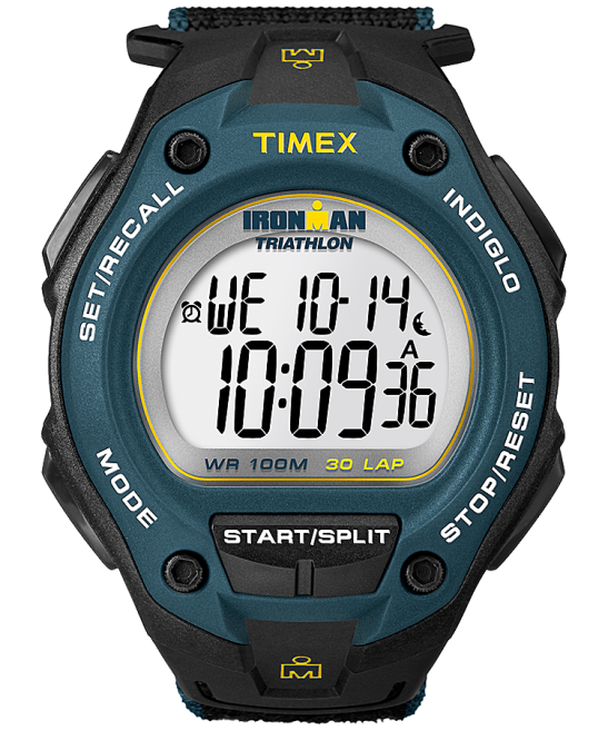 relojes | Timex Correa de tela de gancho y bucle de gran tamaño Ironman Classic 30 azul negro hombres Z8X2284