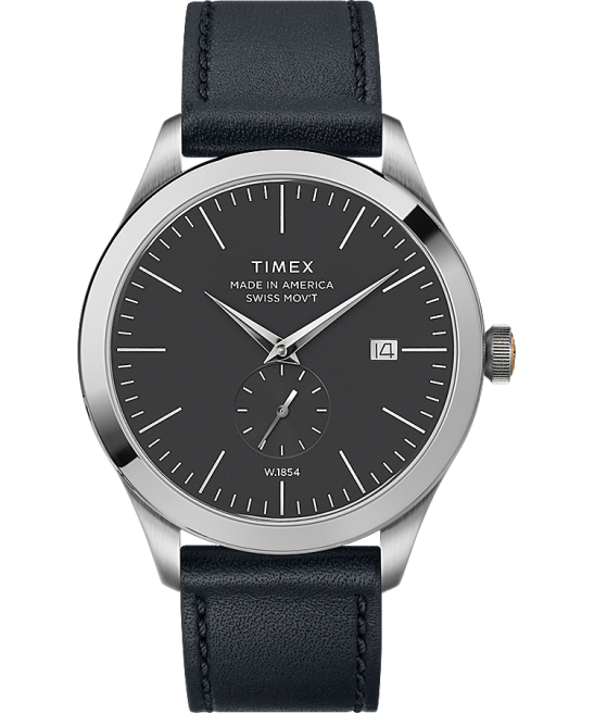 relojes | Timex Documentos americanos Reloj con correa de cuero de 41 mm. acero inoxidable/azul/gris hombres Z8X2281