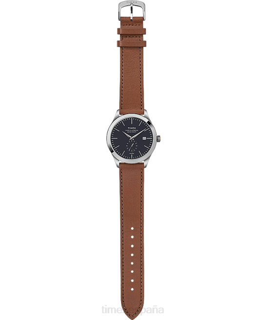 relojes | Timex Documentos americanos Reloj con correa de cuero de 41 mm. acero inoxidable/marrón/azul hombres Z8X2279