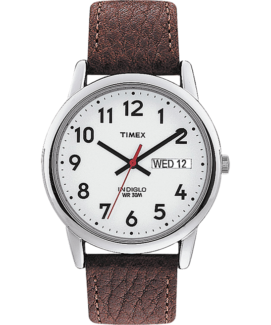 relojes | Timex Reloj Easy Reader Day Date de 35 mm con correa de cuero tono plateado/marrón/blanco hombres Z8X2317