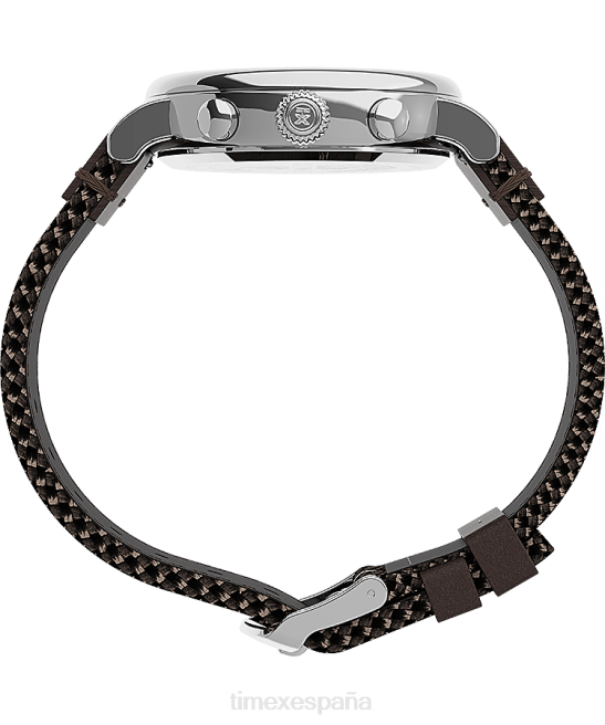 relojes | Timex Reloj cronógrafo estándar de 41 mm con correa de tela y piel. tono plateado/marrón/negro hombres Z8X2312