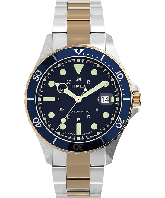 relojes | Timex Reloj navi xl automático de 41 mm con pulsera de acero inoxidable acero inoxidable/bicolor/azul/otro hombres Z8X2278