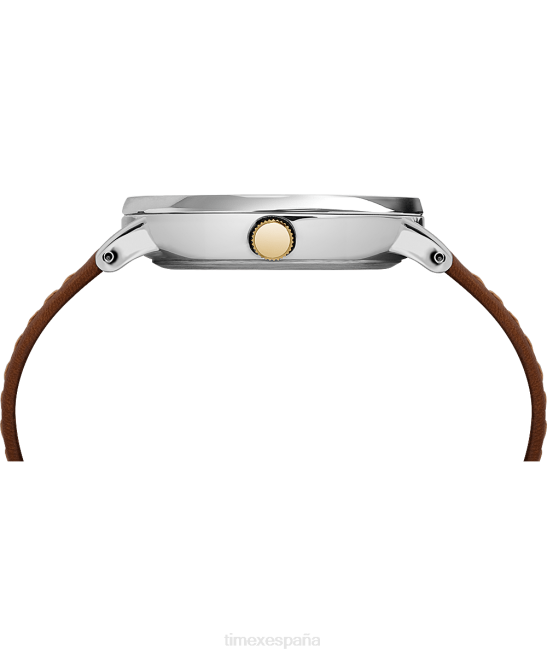 relojes | Timex reloj Southview de 41 mm con correa de cuero cromo/bronceado/azul hombres Z8X2285