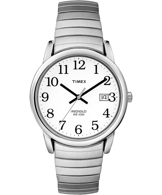 relojes | Timex reloj con banda de expansión de 35 mm de fácil lectura tono plateado/acero inoxidable/blanco hombres Z8X2300
