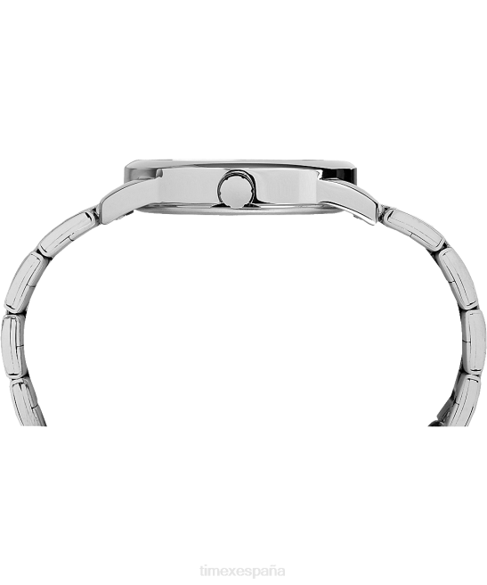 relojes | Timex reloj con pulsera de 38 mm y fecha de lectura fácil tono plateado/blanco hombres Z8X2319