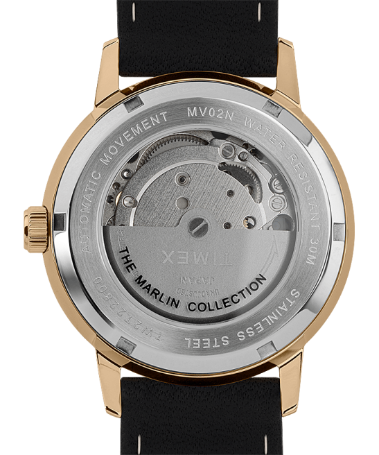 relojes | Timex Reloj Marlin automático de 40 mm con correa de piel. negro/dorado hombres Z8X259