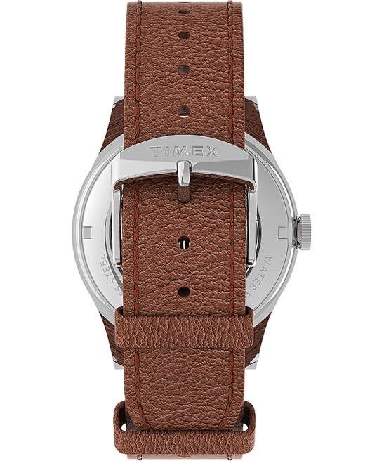 relojes | Timex Reloj Waterbury tradicional automático de 39 mm con correa de cuero. acero inoxidable/bronceado/azul hombres Z8X255