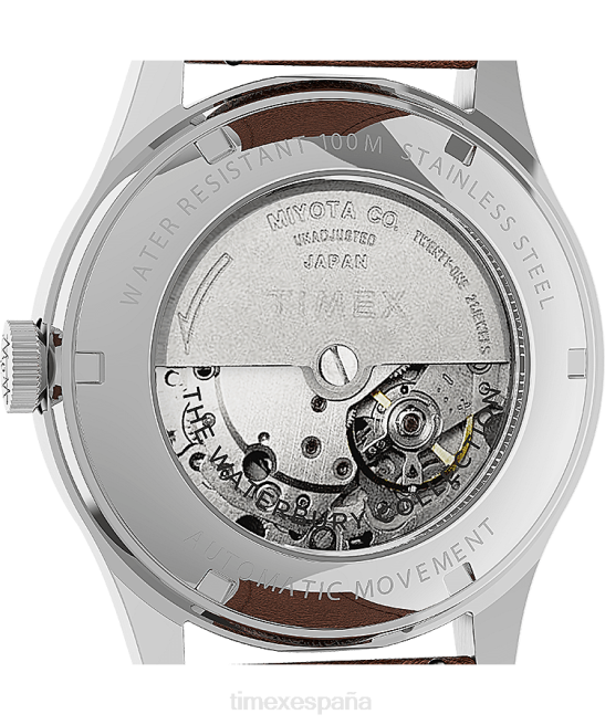 relojes | Timex Reloj Waterbury tradicional automático de 39 mm con correa de cuero. acero inoxidable/bronceado/azul hombres Z8X255