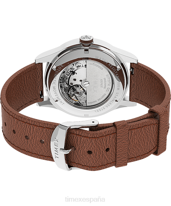 relojes | Timex Reloj Waterbury tradicional automático de 39 mm con correa de cuero. acero inoxidable/bronceado/azul hombres Z8X255