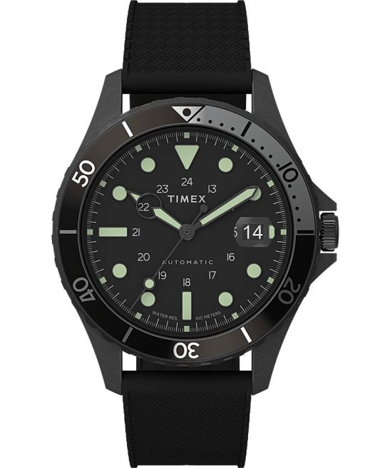 relojes | Timex Reloj navi xl automático de 41 mm con correa de caucho sintético negro hombres Z8X243
