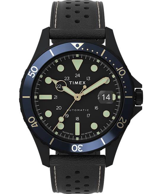 relojes | Timex reloj navi xl automático de 41 mm con correa de cuero negro hombres Z8X242