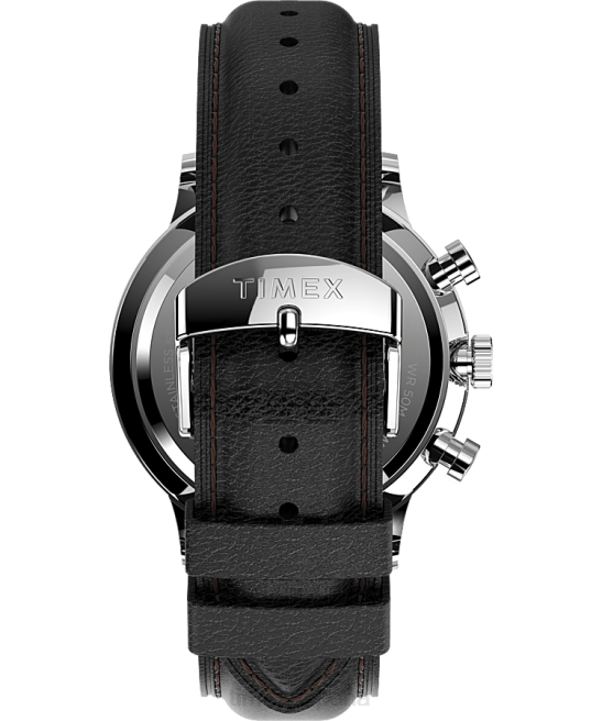 relojes | Timex Reloj cronógrafo clásico Waterbury de 40 mm con correa de cuero. acero inoxidable/negro hombres Z8X287