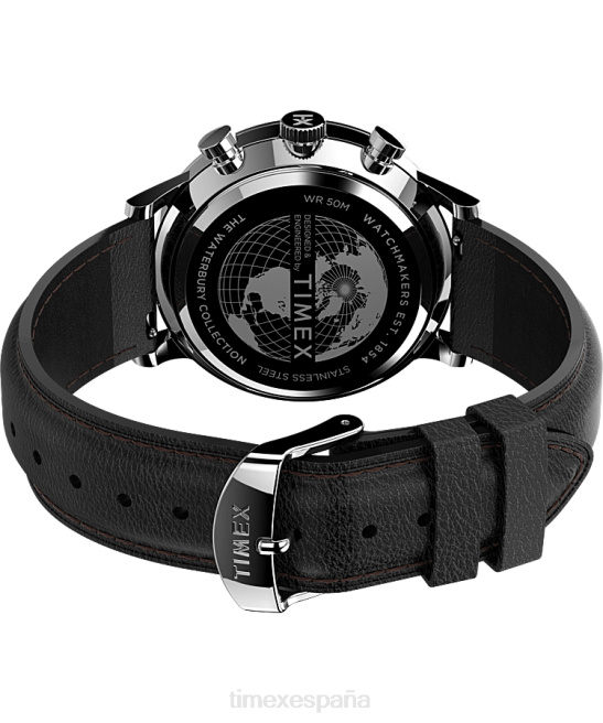 relojes | Timex Reloj cronógrafo clásico Waterbury de 40 mm con correa de cuero. acero inoxidable/negro hombres Z8X287