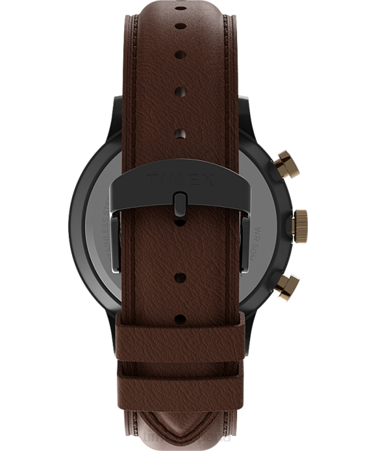 relojes | Timex Reloj cronógrafo clásico Waterbury de 40 mm con correa de cuero. bronce/marrón/azul hombres Z8X292