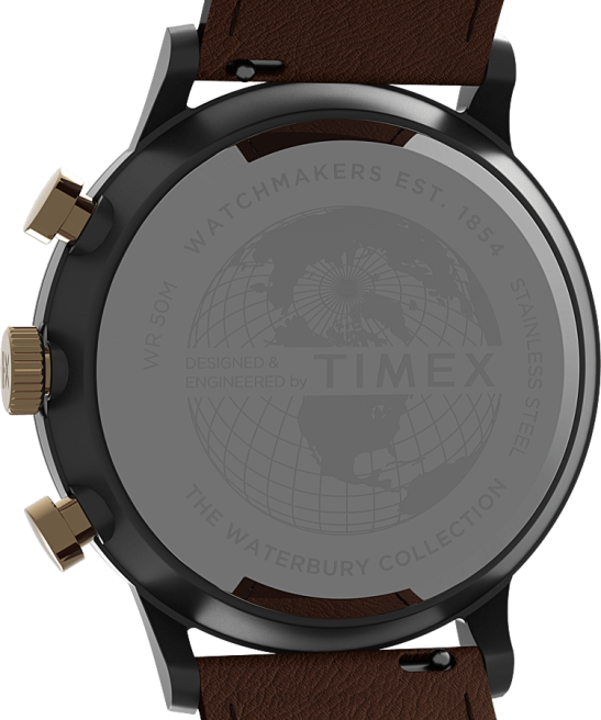 relojes | Timex Reloj cronógrafo clásico Waterbury de 40 mm con correa de cuero. bronce/marrón/azul hombres Z8X292