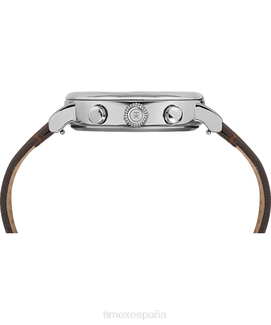 relojes | Timex Reloj cronógrafo estándar de 41 mm con correa de cuero. tono plateado/marrón/crema hombres Z8X290