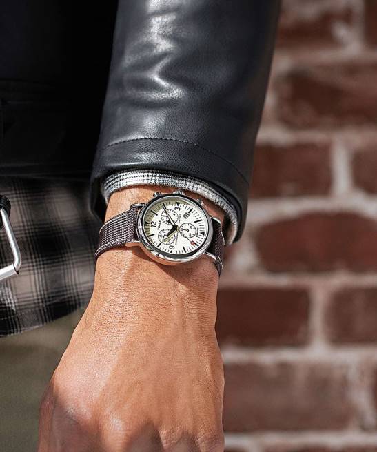 relojes | Timex Reloj cronógrafo estándar de 41 mm con correa de tela. tono plateado/marrón/crema hombres Z8X295