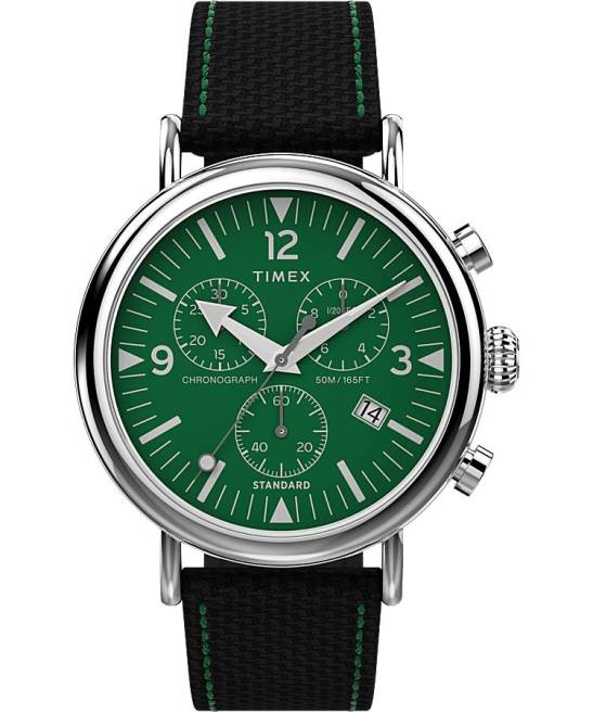 relojes | Timex Reloj cronógrafo estándar de 41 mm con correa de tela. tono plateado/negro/verde hombres Z8X288