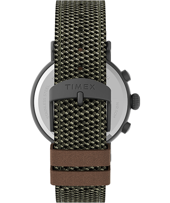 relojes | Timex Reloj cronógrafo estándar de 41 mm con correa de tela y piel. bronce/verde hombres Z8X296