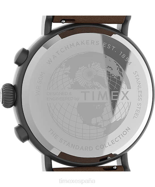 relojes | Timex Reloj cronógrafo estándar de 41 mm con correa de tela y piel. bronce/verde hombres Z8X296