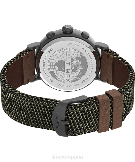 relojes | Timex Reloj cronógrafo estándar de 41 mm con correa de tela y piel. bronce/verde hombres Z8X296