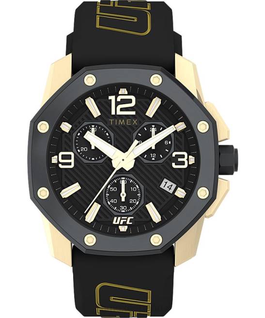 relojes | Timex Reloj ufc icon cronógrafo de 45 mm con correa de silicona. tono dorado/negro hombres Z8X2107