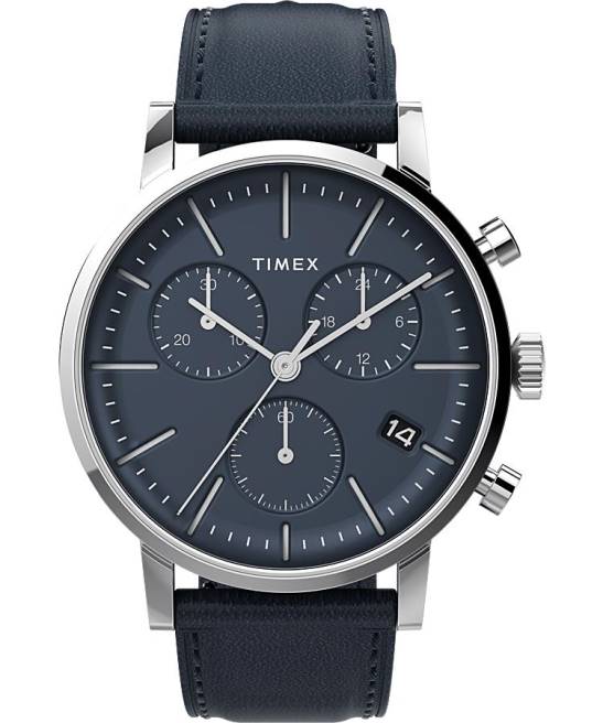 relojes | Timex reloj cronógrafo midtown de 40 mm con correa de cuero acero inoxidable/azul hombres Z8X294