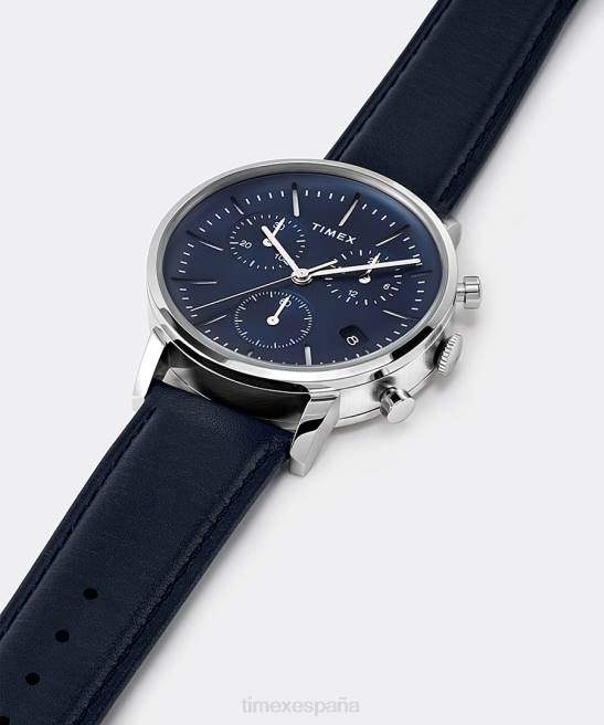 relojes | Timex reloj cronógrafo midtown de 40 mm con correa de cuero acero inoxidable/azul hombres Z8X294