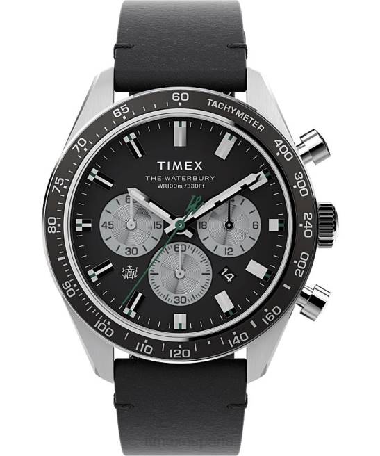 relojes | Timex reloj cronógrafo waterbury de 41 mm con correa de cuero acero inoxidable/negro/azul hombres Z8X291