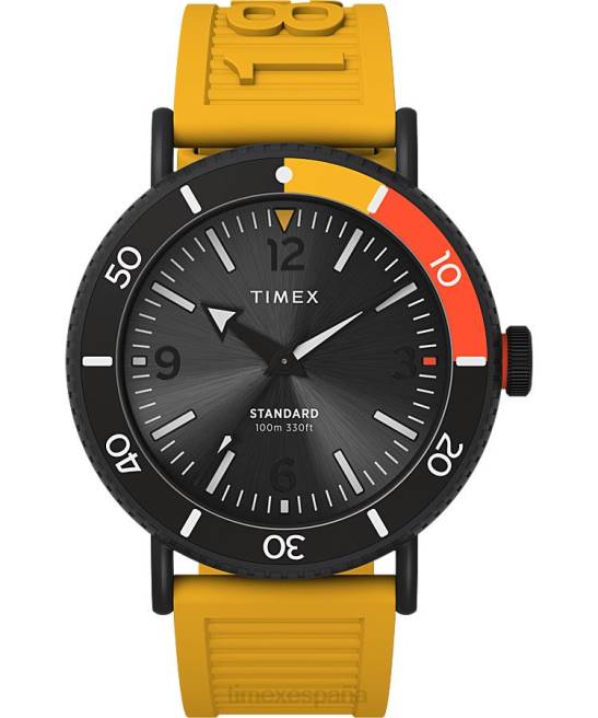 relojes | Timex reloj estándar diver de 43 mm con correa de resina ecológica tono plateado/amarillo/negro/otro hombres Z8X2105