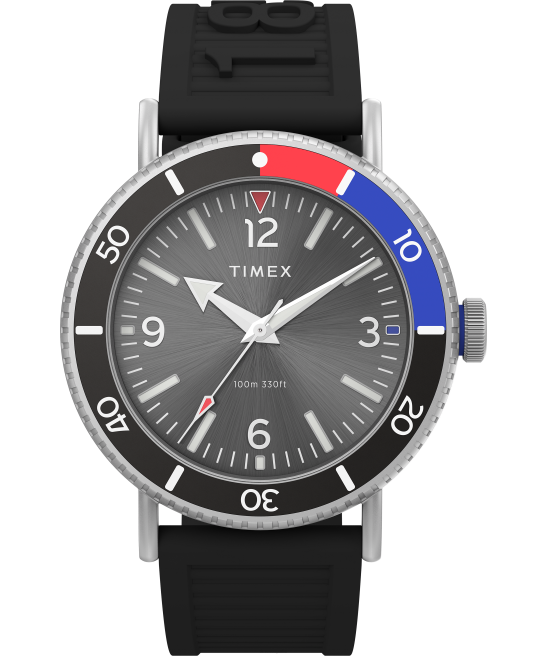 relojes | Timex reloj estándar diver de 43 mm con correa de resina ecológica tono plateado/negro/otro hombres Z8X299