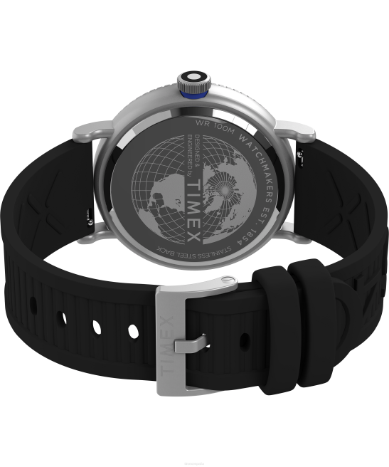 relojes | Timex reloj estándar diver de 43 mm con correa de resina ecológica tono plateado/negro/otro hombres Z8X299