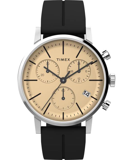relojes | Timex reloj midtown cronógrafo de 40 mm con correa de caucho sintético acero inoxidable/negro/champán hombres Z8X284