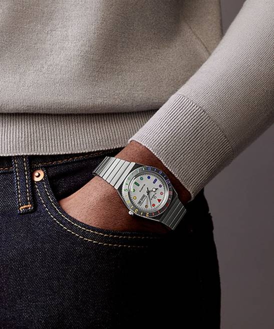 relojes | Q Timex reloj arcoíris de 36 mm con correa de expansión de acero inoxidable tono plateado hombres Z8X2152