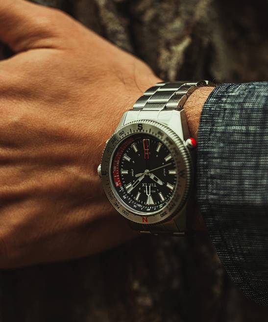 relojes | Timex Expedition North Tide-Temp-Compass reloj con pulsera de acero inoxidable de 43 mm acero inoxidable/negro hombres Z8X2141