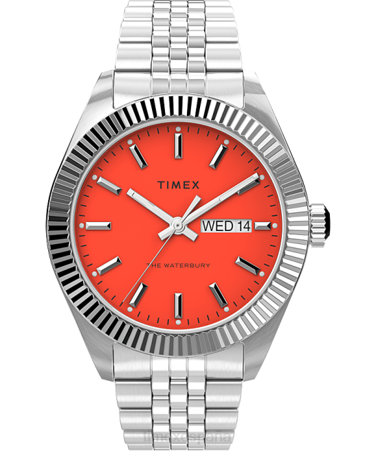 relojes | Timex Reloj Legacy de 41 mm con pulsera de acero inoxidable. acero inoxidable/naranja hombres Z8X2158
