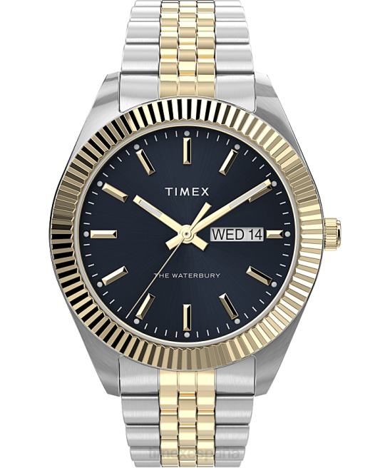 relojes | Timex Reloj Legacy de 41 mm con pulsera de acero inoxidable. bicolor/azul/dorado hombres Z8X2161