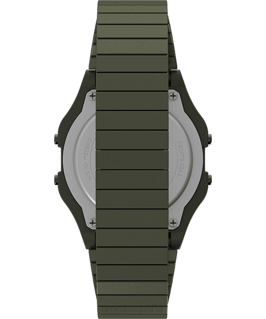relojes | Timex Reloj con correa de expansión de acero inoxidable T80 de 34 mm con ajuste perfecto acero inoxidable/verde hombres Z8X2169