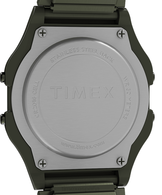 relojes | Timex Reloj con correa de expansión de acero inoxidable T80 de 34 mm con ajuste perfecto acero inoxidable/verde hombres Z8X2169