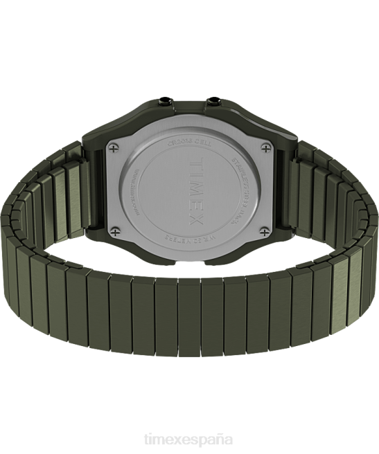 relojes | Timex Reloj con correa de expansión de acero inoxidable T80 de 34 mm con ajuste perfecto acero inoxidable/verde hombres Z8X2169