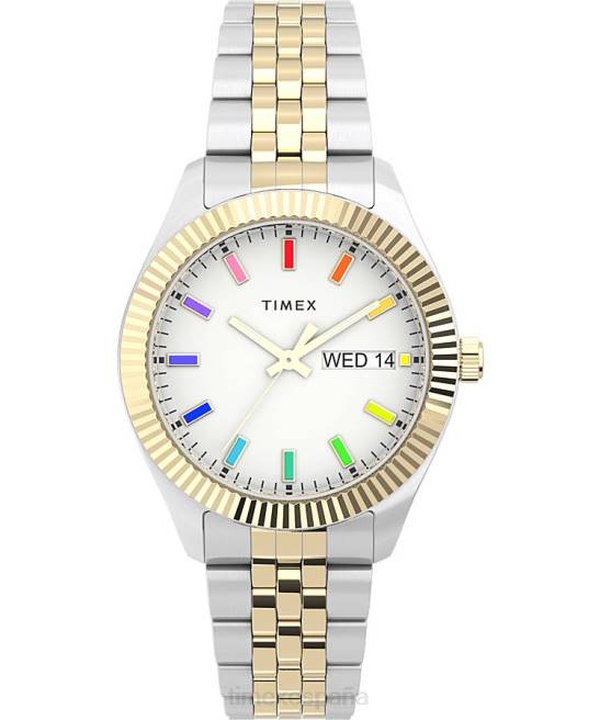 relojes | Timex reloj Legacy Rainbow de 36 mm con pulsera de acero inoxidable bicolor/blanco hombres Z8X2155