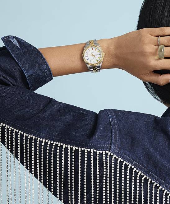 relojes | Timex reloj Legacy Rainbow de 36 mm con pulsera de acero inoxidable bicolor/blanco hombres Z8X2155