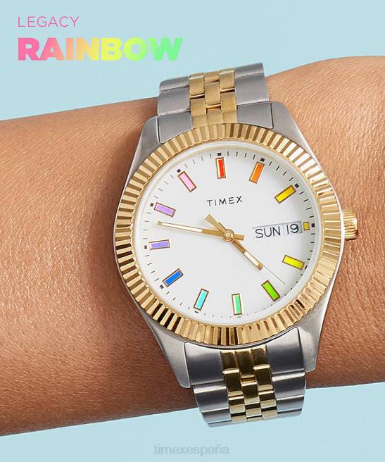 relojes | Timex reloj Legacy Rainbow de 36 mm con pulsera de acero inoxidable bicolor/blanco hombres Z8X2155