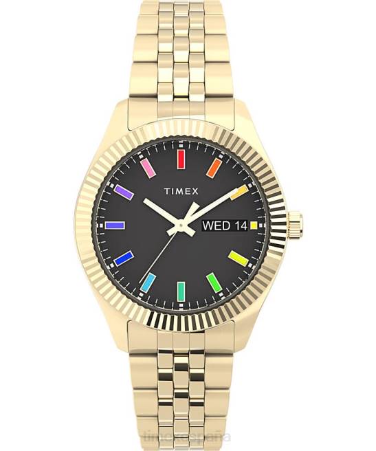 relojes | Timex reloj Legacy Rainbow de 36 mm con pulsera de acero inoxidable tono dorado/negro hombres Z8X2144